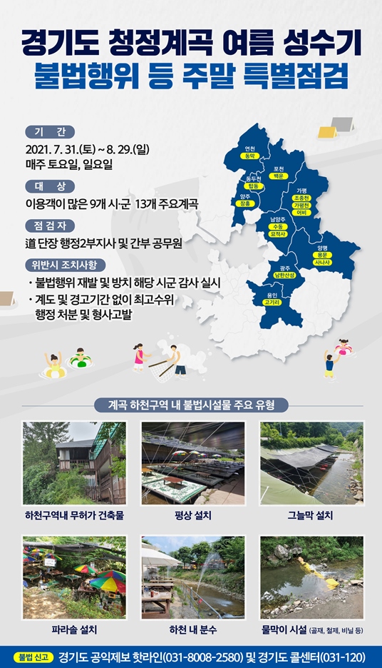 경기도 청정계곡 여름 성수기 불법행위 등 주말 특별점검